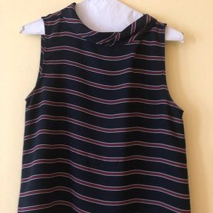 Sleeveless red white and blue blouse